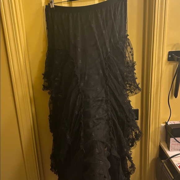 NWT BellanBlue Black Swiss Dot Maxi Skirt XL Lace Ruffle Whimsigoth Dark Romance - Picture 12 of 17